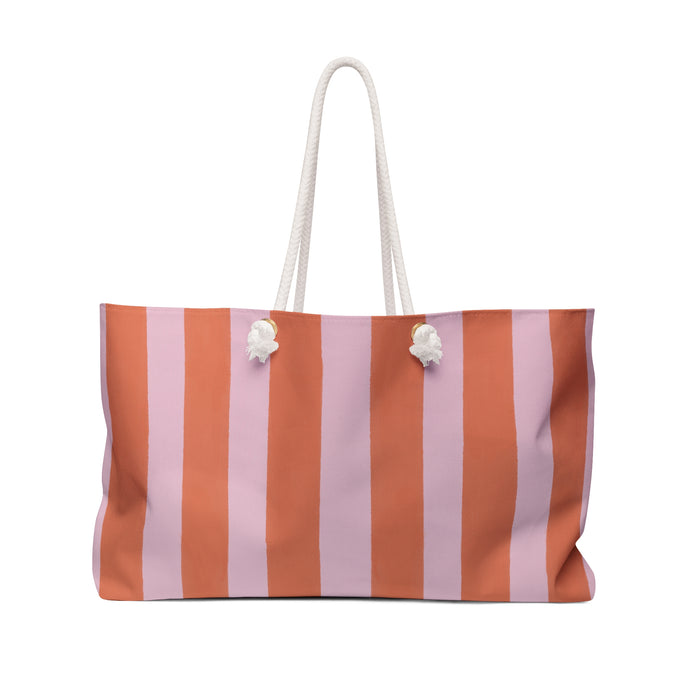 Cabana Club Coral Stripe Weekender | Striped Beach Tote