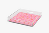 Angle square acrylic tray with Bamboo Pink pattern on a white background