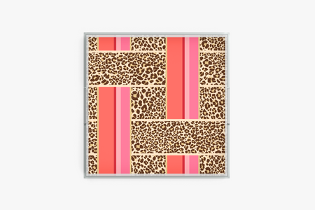 Square acrylic tray with Cheetah Stripe pattern on a white background
