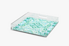 Angle Square acrylic tray with Ikat Mint pattern on a white background