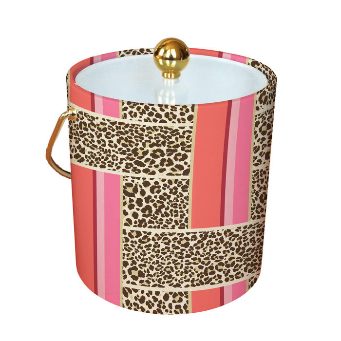 Ice Bucket with Cheetah Stripe pattern on a withe background