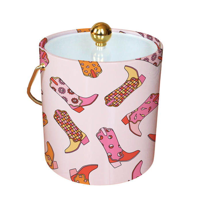 Ice Bucket with Disco Cowgirl pattern on a withe background