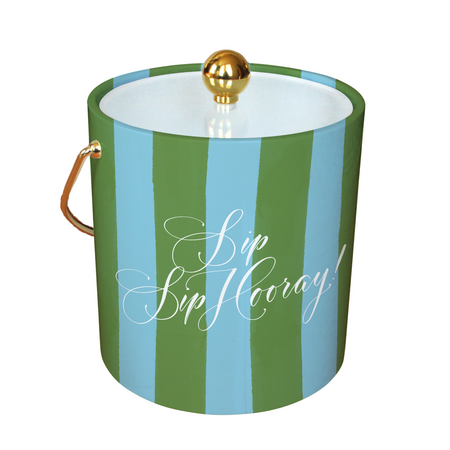 Ice Bucket with Sip Sip Hooray pattern on a withe background