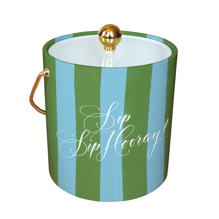 Ice Bucket with Sip Sip Hooray pattern on a withe background