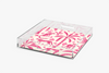 Angle Square acrylic tray with Leopard Palm pattern on a white background