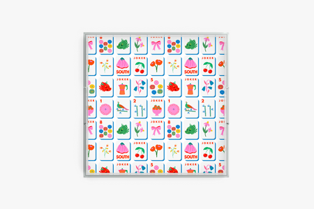 Square acrylic tray with Mahjong Tiles pattern on a white background