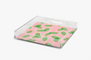 Angle Square acrylic tray with Olives Extra-Dirty pattern on a white background