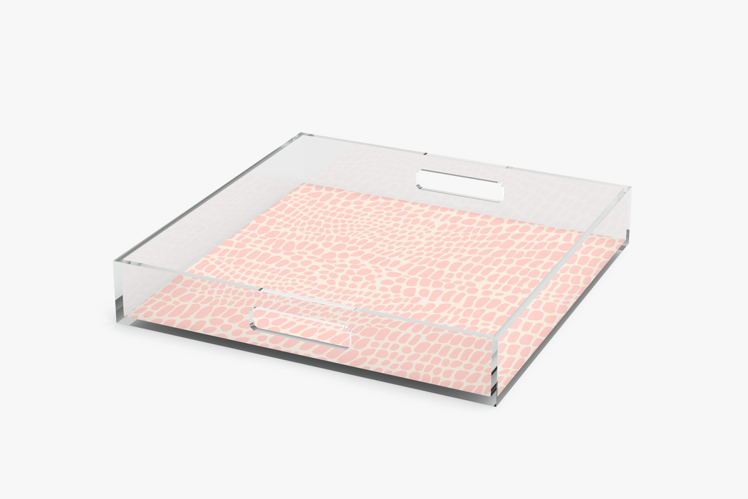 Angle Square acrylic tray with Pebble Pink pattern on a white background