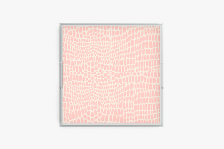 Square acrylic tray with Pebble Pink pattern on a white background