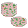 Four round acrylic coaster with Olives Extra Dirty pattern on a withe background