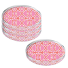 Four round acrylic coaster with Bamboo Pink pattern on a white background