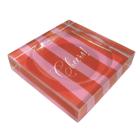 Catchall dish with cheers red-pink pattern